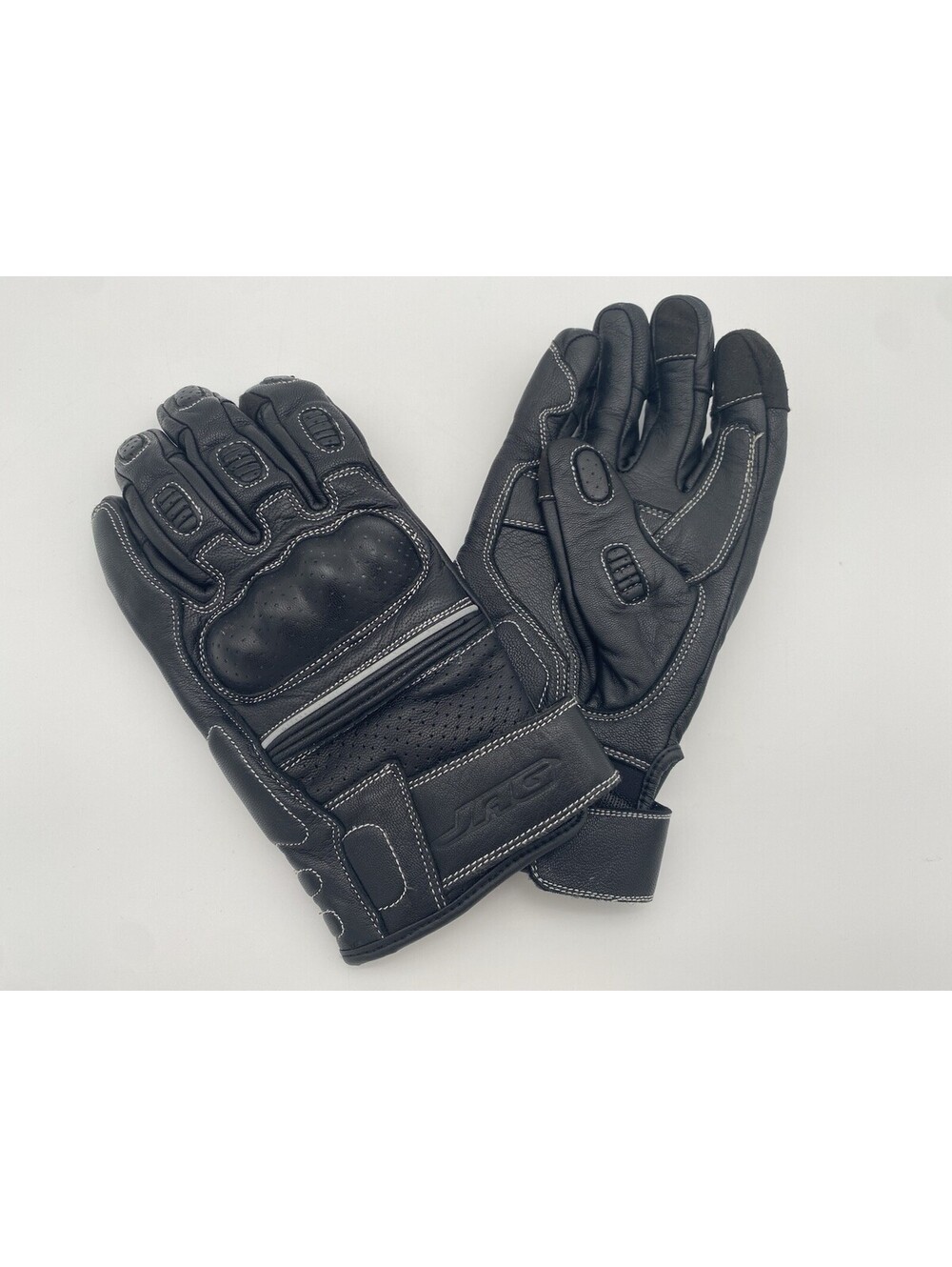 JAG Size Medium Black Leather Riding Gloves - Perforated - Knuckle Protection